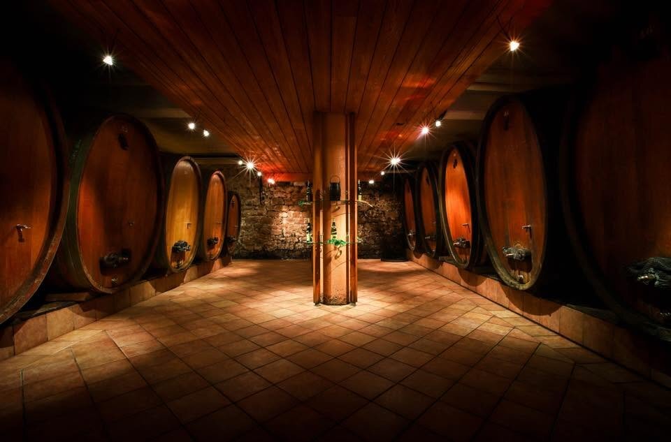 La cave en bois du Domaine Alphonse Zimmermann et ses foudres, en face des gîtes